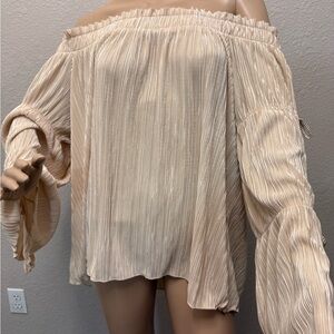 LC Lauren Conrad Cream Off-Shoulder Blouse